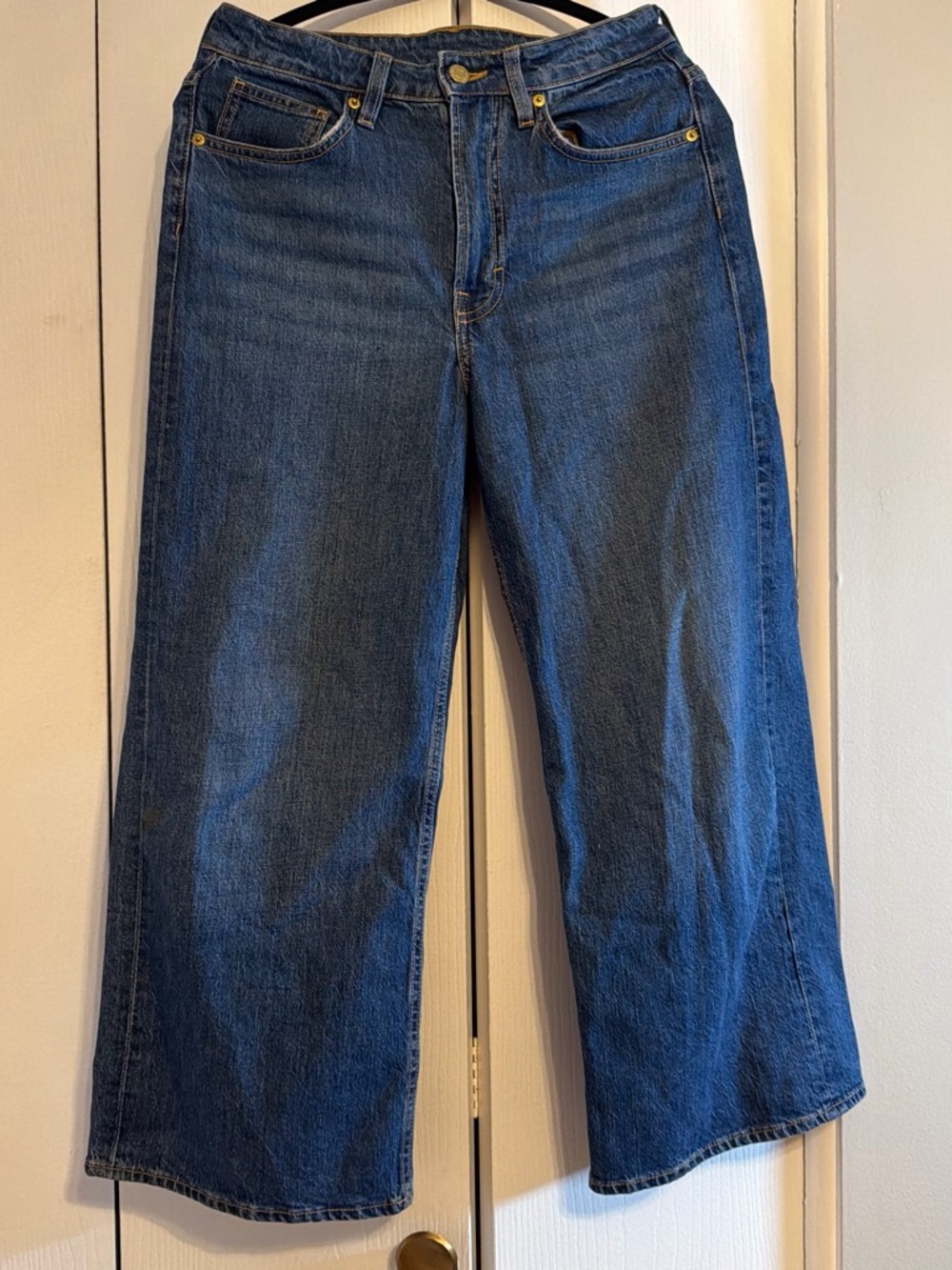 Wide-Leg Women's Jeans in Dark Blue Denim